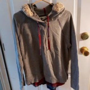 XL hoodie faux fur lined hood with plaid